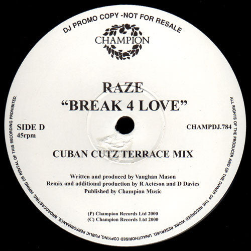 Raze : Break 4 Love (2x12", Promo)