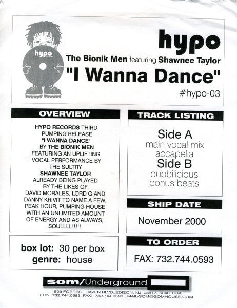 Bionik Men Feat. Shawnee Taylor : I Wanna Dance (12", Promo, W/Lbl)