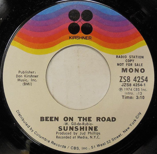 Sunshine (35) : Been On The Road (7", Single, Mono, Promo)