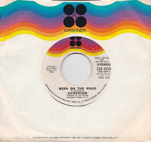 Sunshine (35) : Been On The Road (7", Single, Mono, Promo)