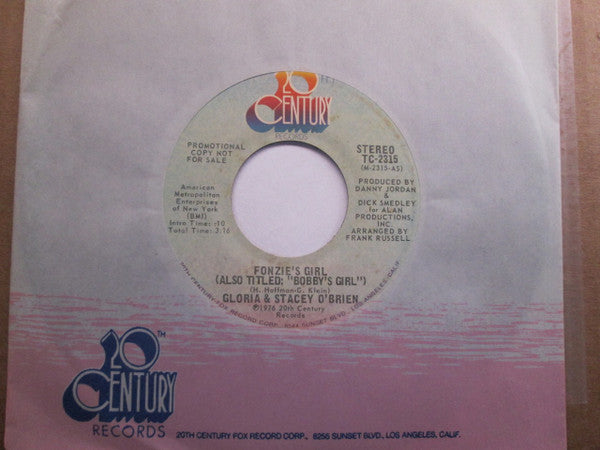 Gloria & Stacey O'Brien : Fonzie's Girl (Also Titled: "Bobby's Girl") (7", Mono, Promo)