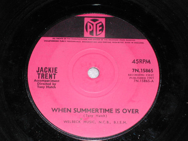 Jackie Trent : When Summertime Is Over (7", Single, Sol)