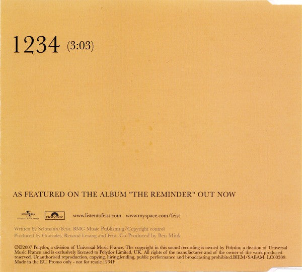 Feist : 1234 (CD, Single, Promo)