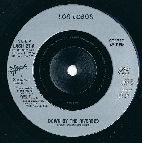 Los Lobos : Down On The Riverbed (7", Single, sol)