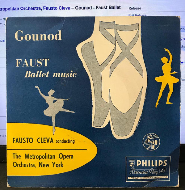 Charles Gounod, Fausto Cleva Conducting The Metropolitan Opera House Orchestra : Faust (Ballet Music) (7")