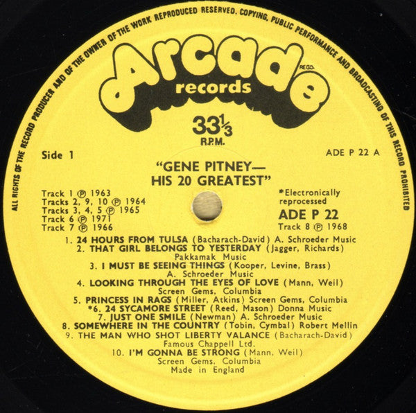 Gene Pitney : His 20 Greatest (LP, Comp)