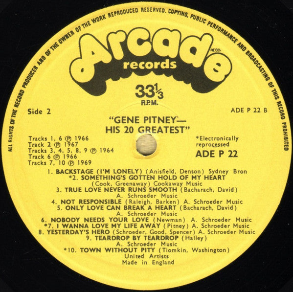 Gene Pitney : His 20 Greatest (LP, Comp)