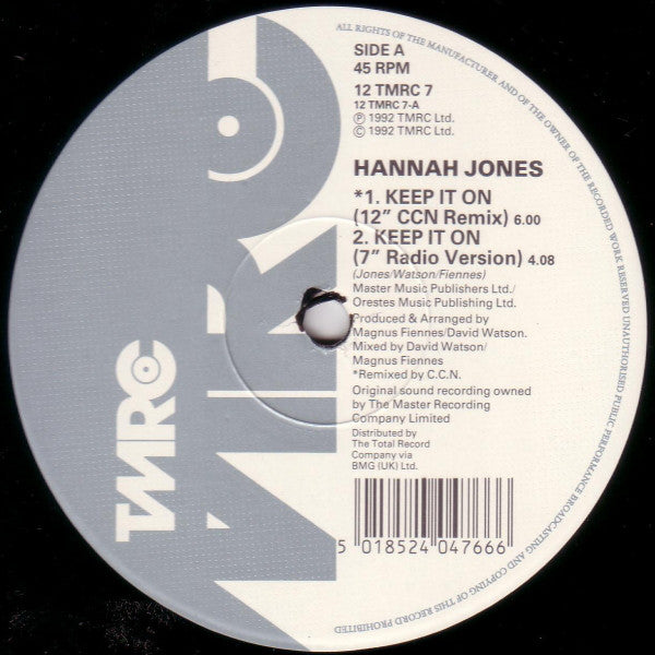 Hannah Jones : Keep It On (12", Single)