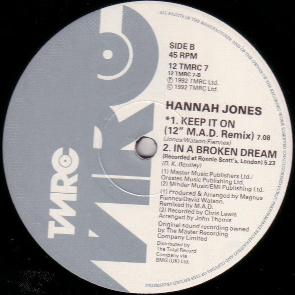 Hannah Jones : Keep It On (12", Single)
