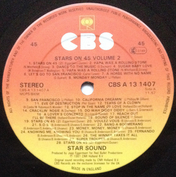 Stars On 45 : Stars On 45 Vol.2 (12", Single)