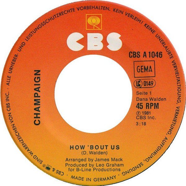 Champaign : How 'Bout Us (7", Single)