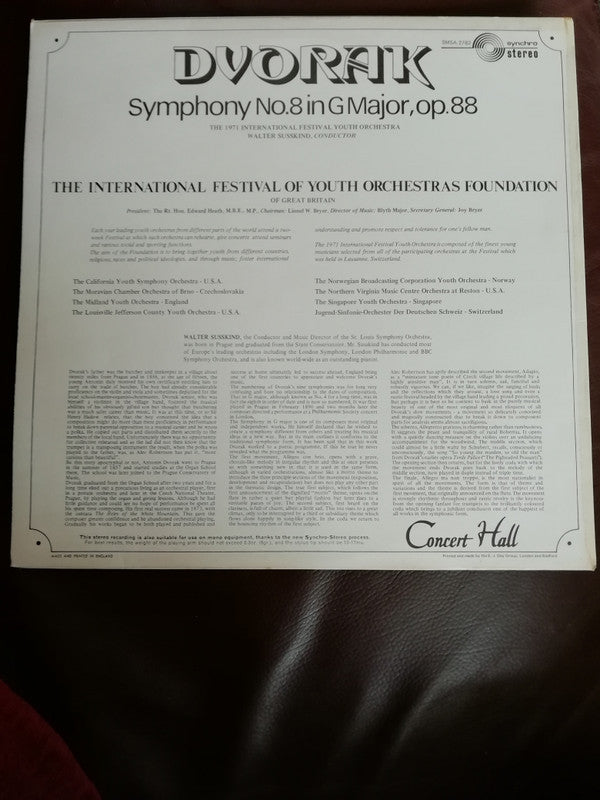 Antonín Dvořák : Symphony No 8, In G Major, OP. 88 (LP, Syn)