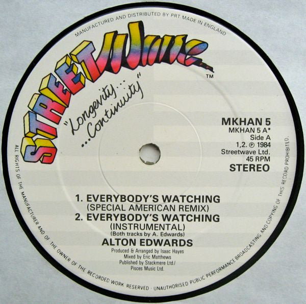 Alton Edwards : Everybody's Watching (12", Pic)