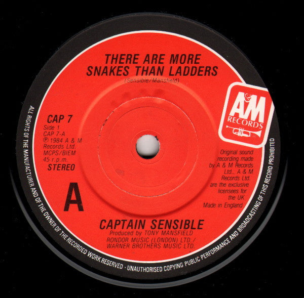 Captain Sensible : There Are More Snakes Than Ladders (7", Single)