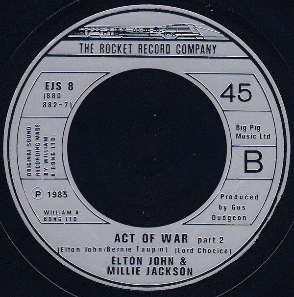 Elton John, Millie Jackson : Act Of War  (7", Single)