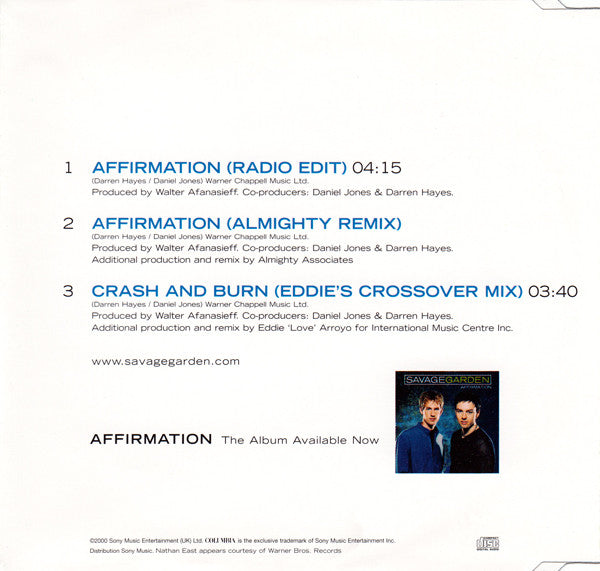 Savage Garden : Affirmation (CD, Single)