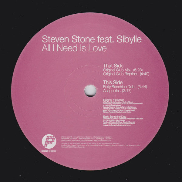 Steven Stone Feat. Sibylle : All I Need Is Love (12")