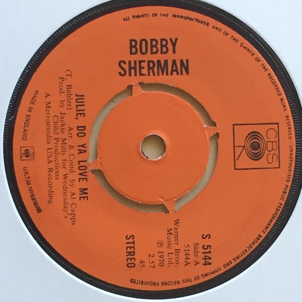 Bobby Sherman : Julie, Do Ya Love Me (7", Single, 4 P)
