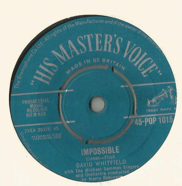 David Whitfield : Impossible (7", Single)