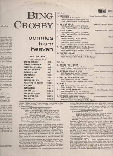 Bing Crosby : Pennies From Heaven (LP, Album, Comp, Mono)