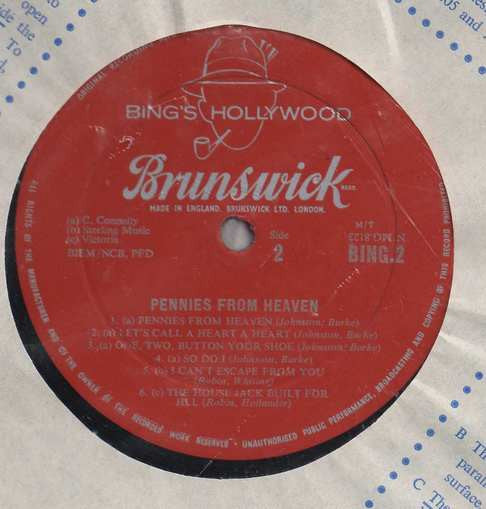 Bing Crosby : Pennies From Heaven (LP, Album, Comp, Mono)