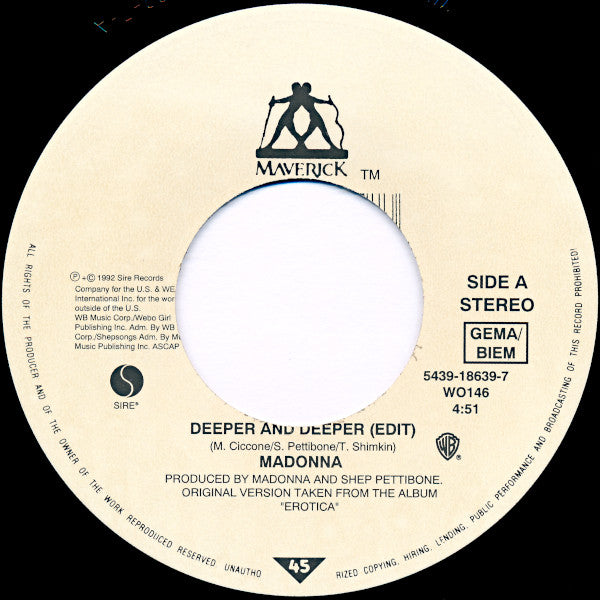 Madonna : Deeper And Deeper (7", Single, Lar)