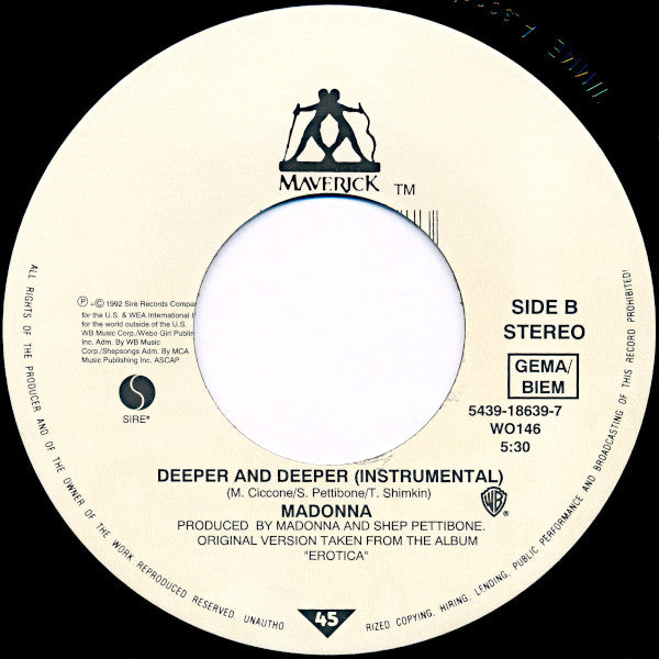 Madonna : Deeper And Deeper (7", Single, Lar)