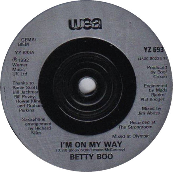 Betty Boo : I'm On My Way (7", Single, Pos)