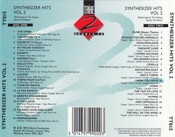 The Galaxy Sound Orchestra : Synthesizer Hits Vol 2 (2xCD, Comp)
