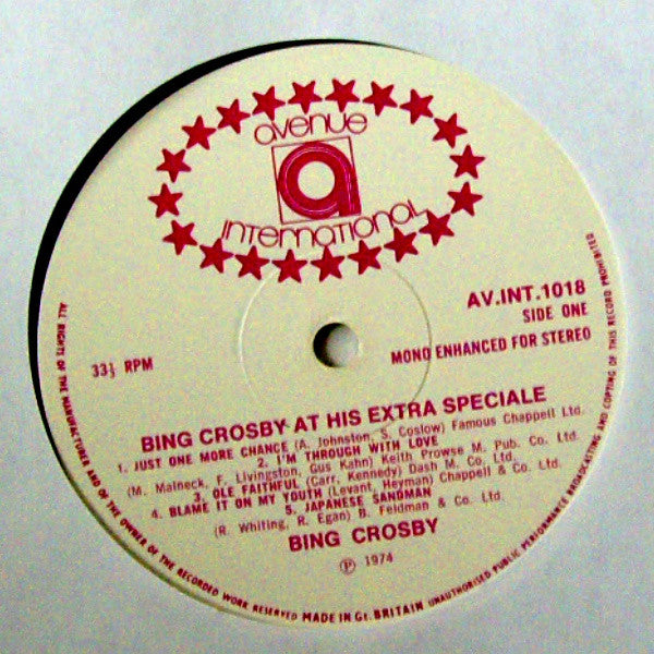 Bing Crosby : Bing Crosby At His Extra Speciale  (LP, Comp)