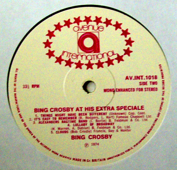 Bing Crosby : Bing Crosby At His Extra Speciale  (LP, Comp)