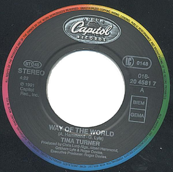 Tina Turner : Way Of The World (7", Single)