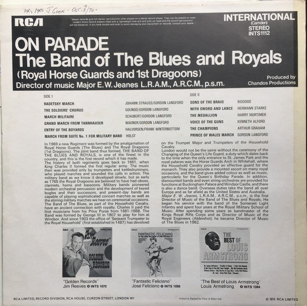 The Band Of The Blues & Royals : On Parade  (LP, Album)