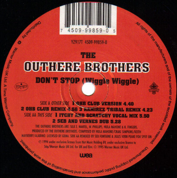 The Outhere Brothers : Don't Stop (Wiggle Wiggle) (12", Single)