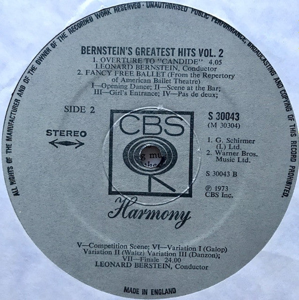 Leonard Bernstein, André Kostelanetz : Bernstein's Greatest Hits Vol. 2 (LP, Comp)