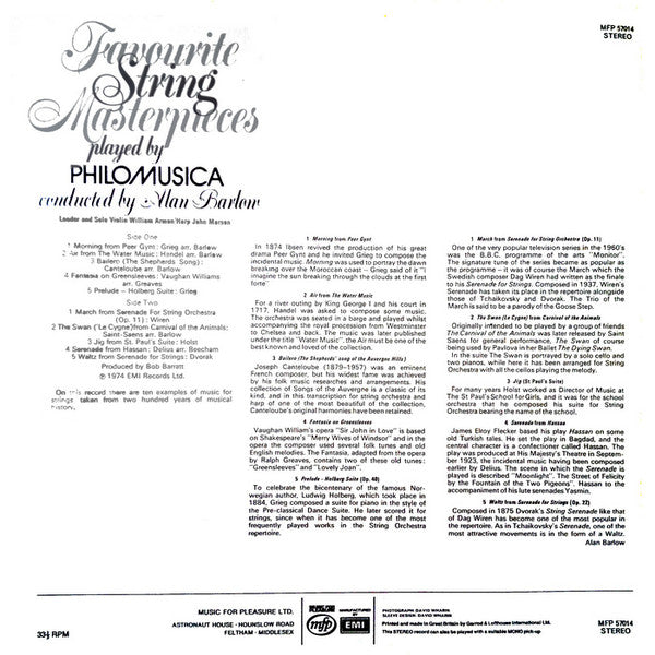 Philomusica Of London : Favourite String Masterpieces (LP, Album)