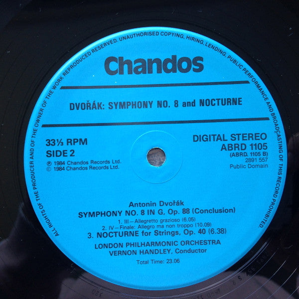 Antonín Dvořák, London Philharmonic Orchestra, Vernon Handley : Symphony No 8 Nocturne For Strings  (LP, Album)