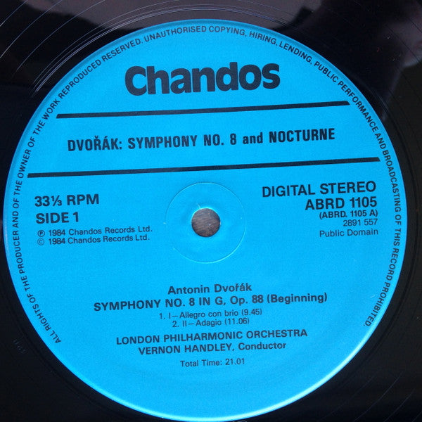 Antonín Dvořák, London Philharmonic Orchestra, Vernon Handley : Symphony No 8 Nocturne For Strings  (LP, Album)