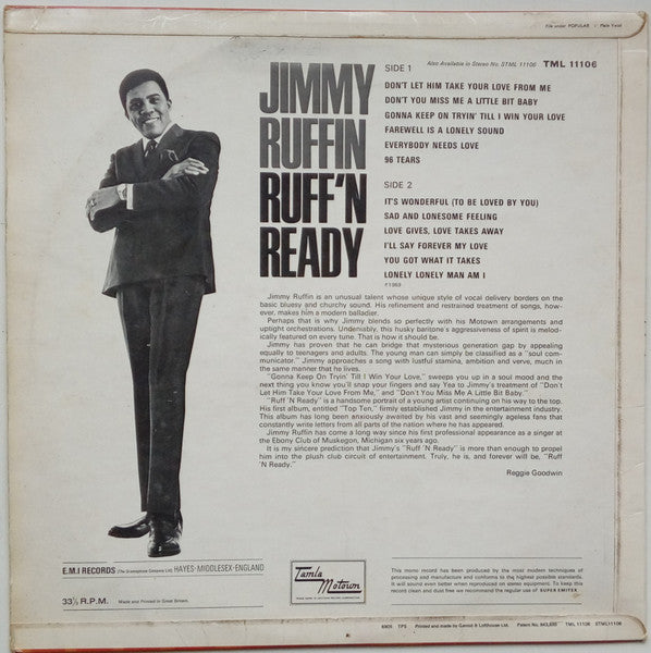 Jimmy Ruffin : Ruff'n Ready (LP, Album, Mono)