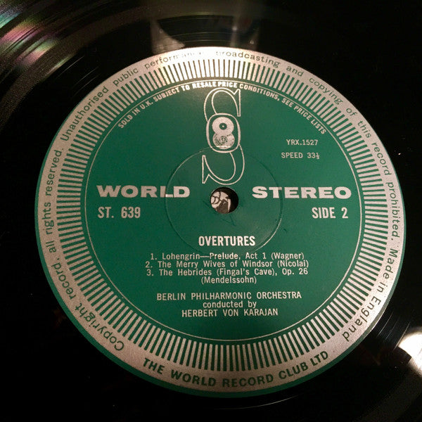 Herbert von Karajan Karajan Berliner Philharmoniker : Karajan Conducts Overtures (LP)