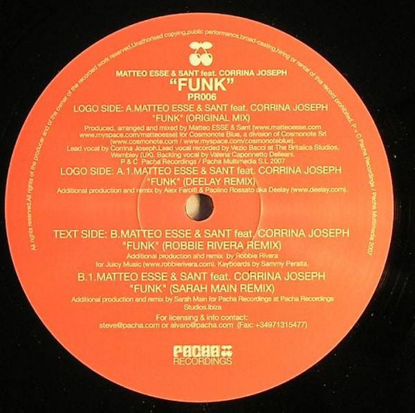 Sant & Matteo Esse Feat. Corrina Joseph : Funk (12")