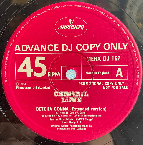 Central Line : Betcha Gonna (12", Single, Promo)