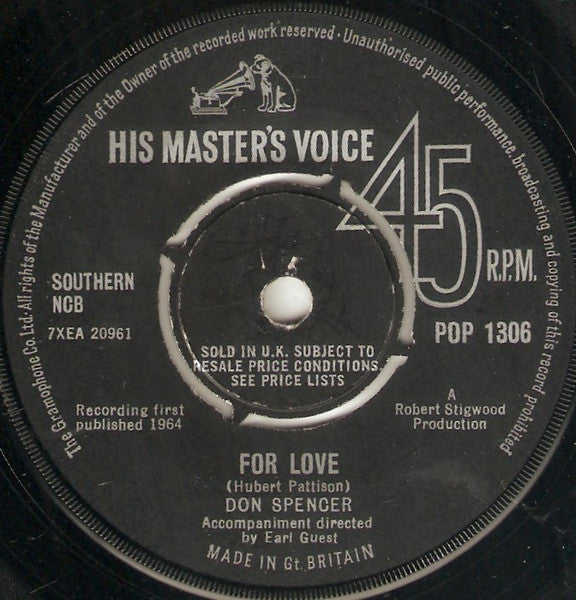 Don Spencer : Pride Is Such A Little Word (7", Single)