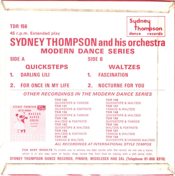 Sydney Thompson And His Orchestra : Quicksteps / Waltzes (7", EP)