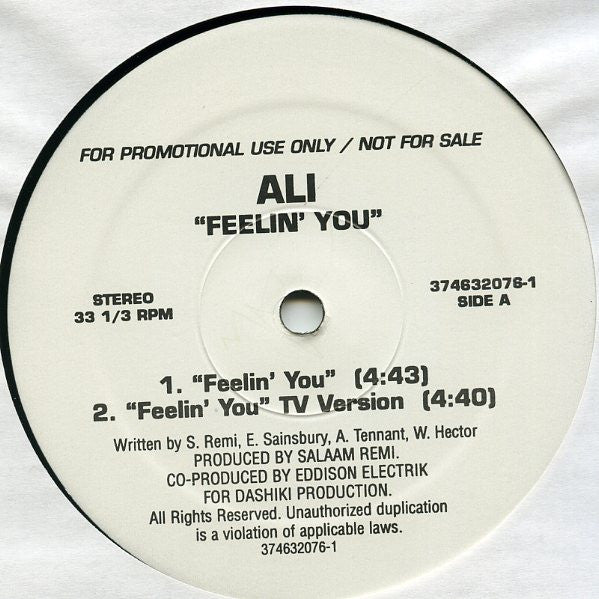 Ali* : Feelin' You (12", Promo)