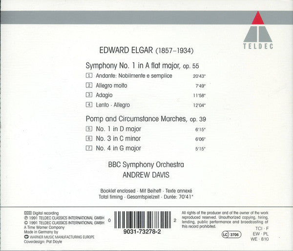 Sir Edward Elgar - BBC Symphony Orchestra, Andrew Davis : Symphony No.1 - Pomp And Circumstance Marches 1, 3 & 4 (CD, Album)
