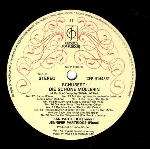 Ian Partridge, Franz Schubert, Robert Schumann, Jennifer Partridge : Ian Partridge Sings Die Schöne Müllerin, Op.25: Dichterliebe, Op.48: Liederkreis, Op.39 (2xLP, Comp, RE, RP)