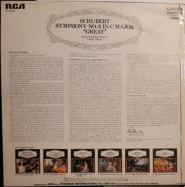 Franz Schubert / Boston Symphony Orchestra, Charles Munch : Symphony No.9 In C Major "The Great" (LP, Album)