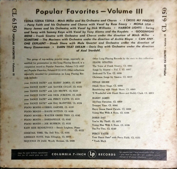 Various : Popular Favorites Volume III (10", Comp)