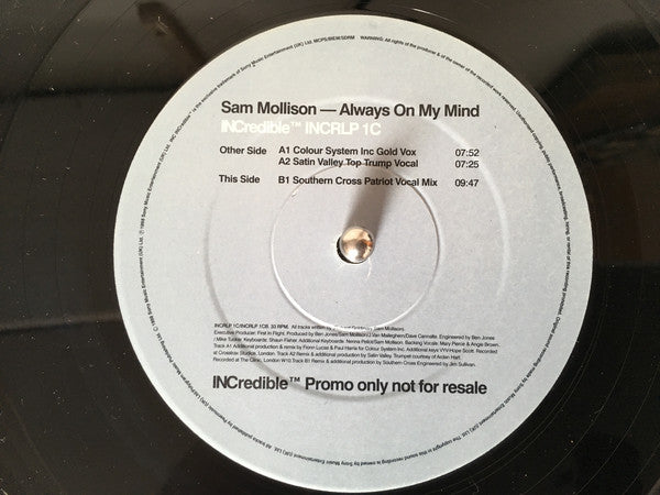 Sam Mollison : Always On My Mind (12", Single, Promo)